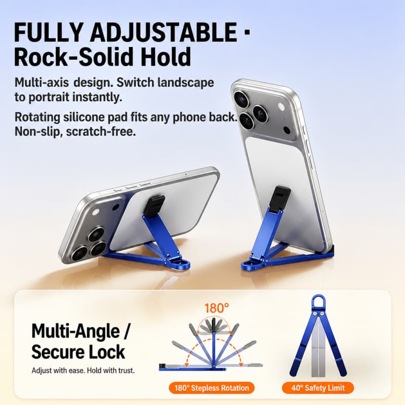 Portátil Dobrável Suporte Do Telefone Chaveiro Mini De Mesa Universal ABS Antiderrapante Bolso Viagem Móvel