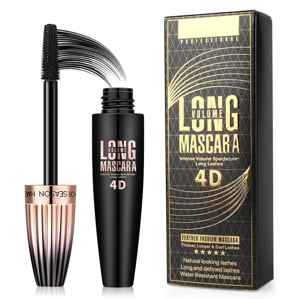 Máscara de Cílios 4D com Fibras de Seda, Máscara à Prova d'Água de Longa Duração, Volume e Comprimento Naturais, Cílios