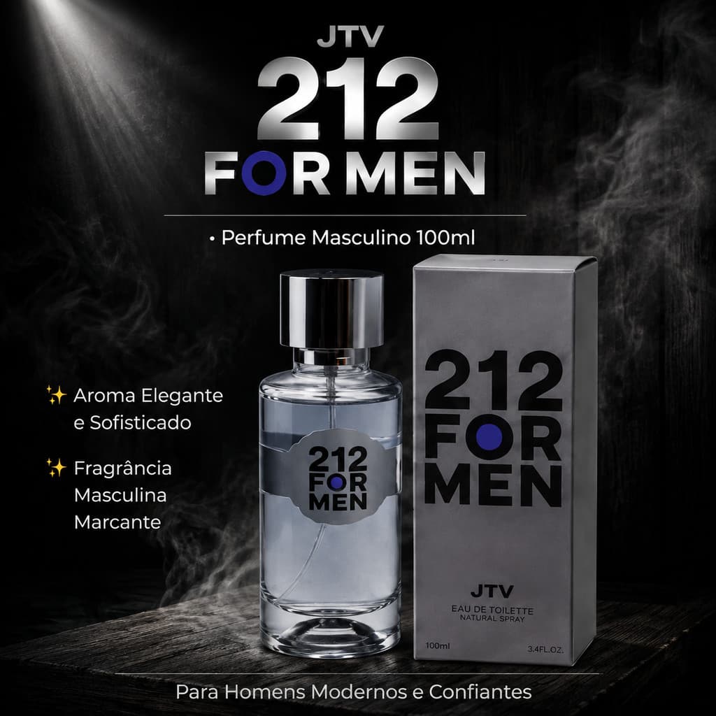 JTV 212 For Men Perfume Masculino 100ml Fragrância Elegante Longa Duração Aroma Fresco e Sofisticado Presente Masculino