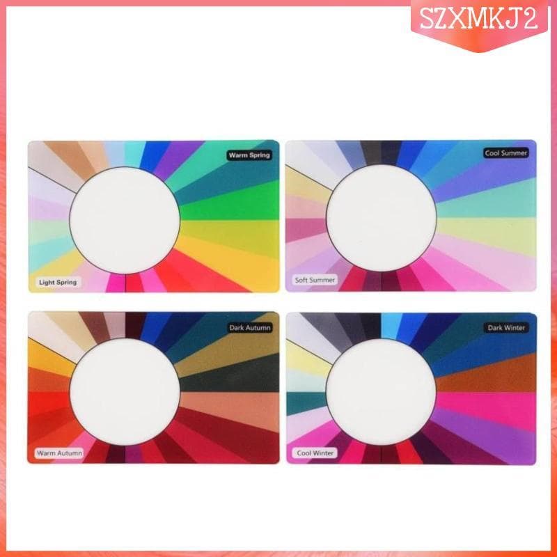 [Szxmkj2] Cartão De Cores Sazonais De 4 Peças , Design De Recorte Facial , Teste Individuais Para Maquiadores E Estilist