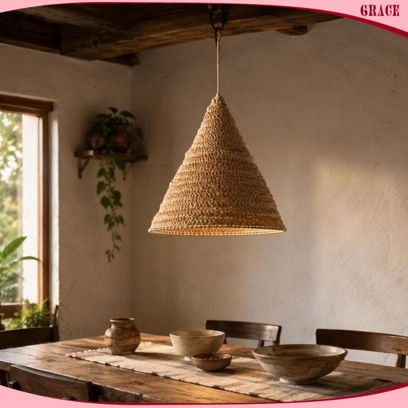 [Grace_sz] Abajur Pendente De Corda Feito À Mão Boho Para Casa De Hóspedes , Restaurante , Hotel