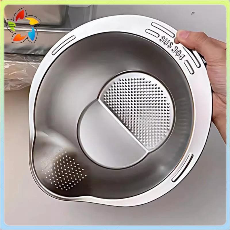 Cesta Multifuncional De Aço Inoxidável Para Lavagem De Arroz , Escorredor De Vegetais E Frutas