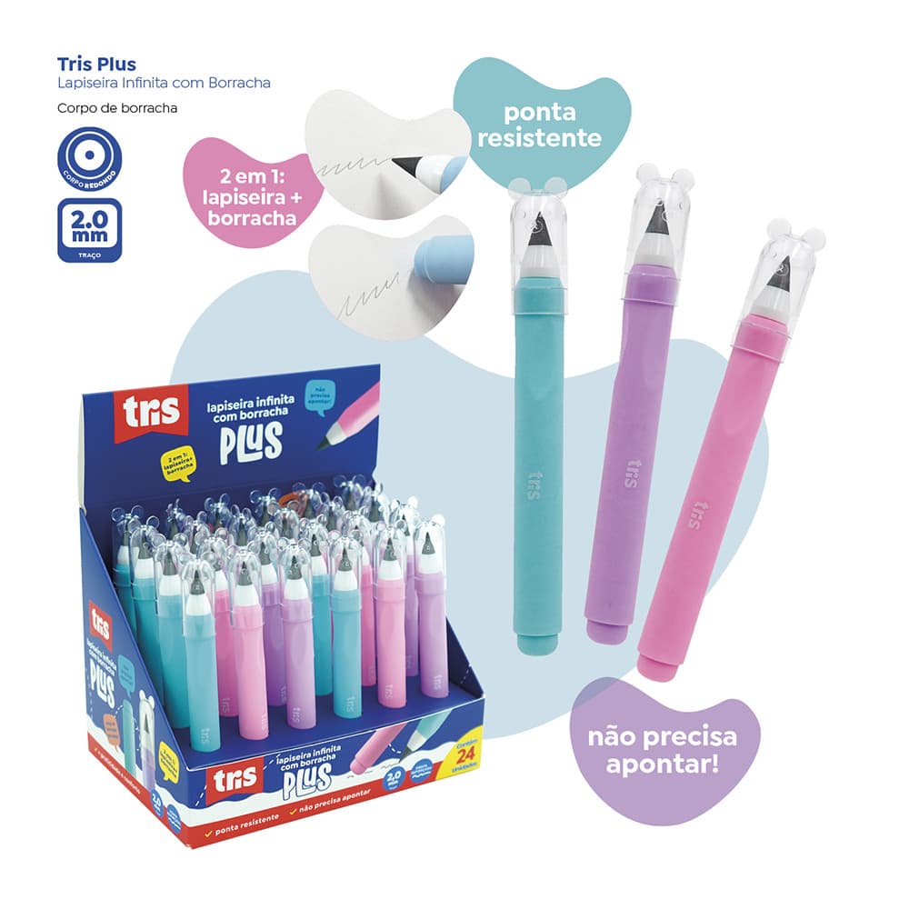Lapiseira Infinita com Borracha Plus 2.0mm Tris