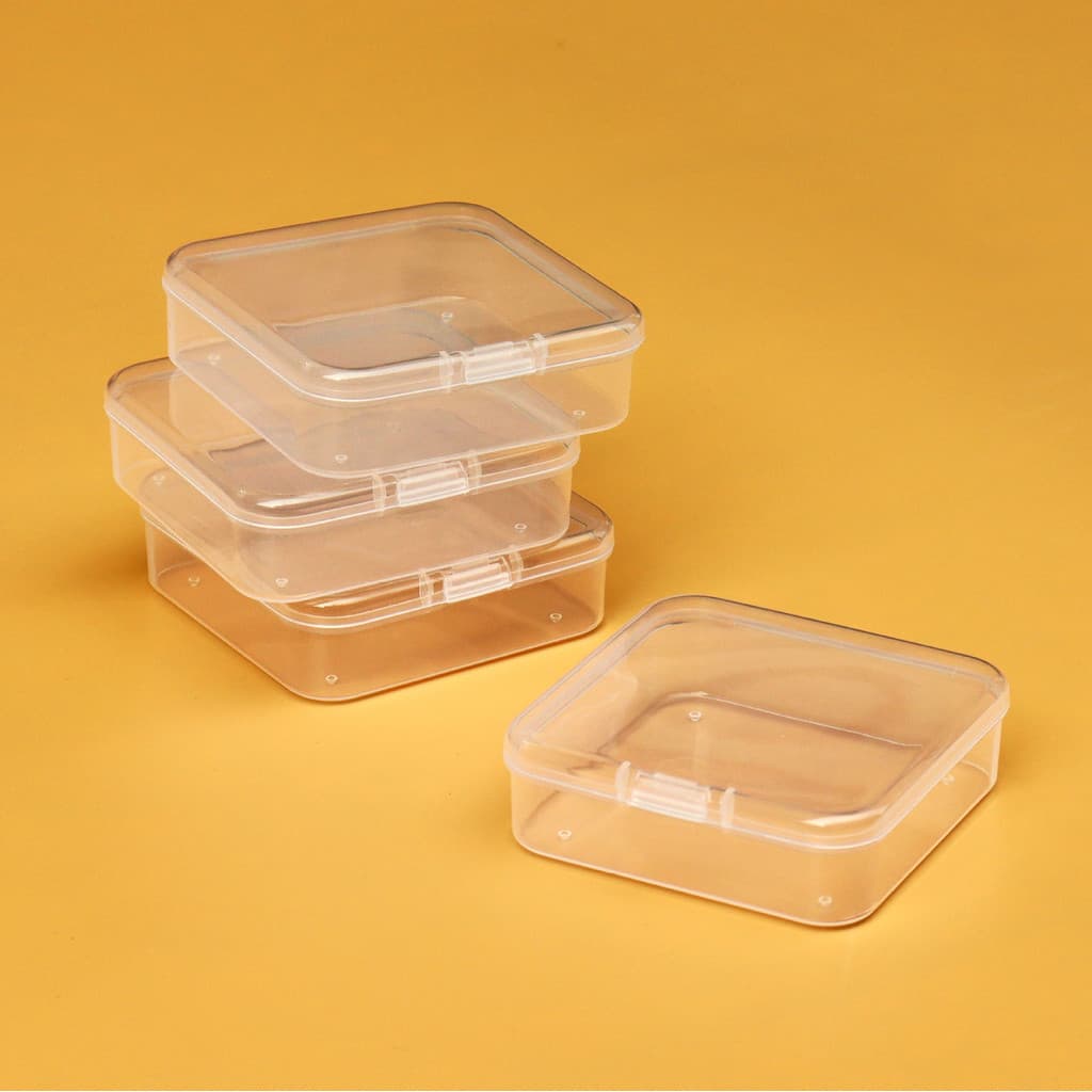 Novo produto pronto estoque plástico quadrado Flip caixa conjunta pequena gancho de peixe botão tampões de ouvido jóias