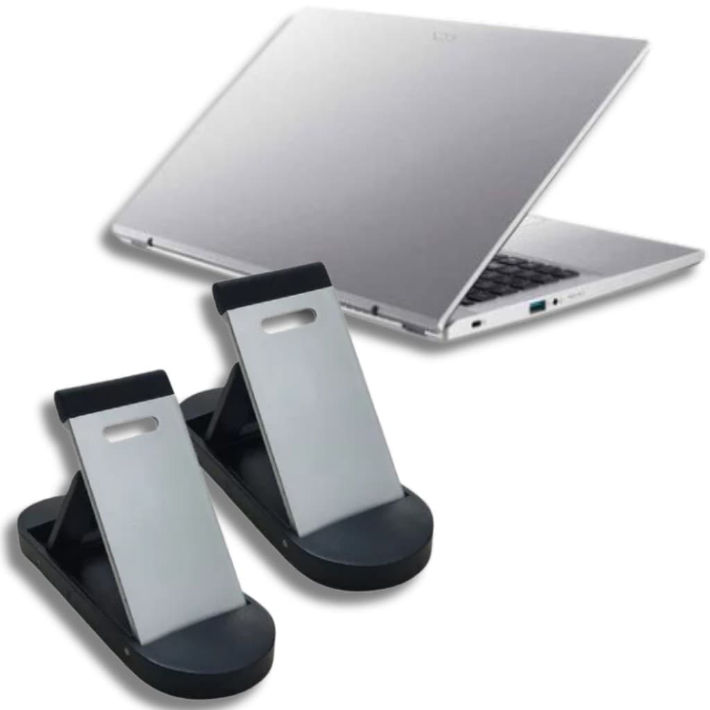 Pezinho Suporte Para Elevar Notebook Dobrável Ajustável Adesivado o Par