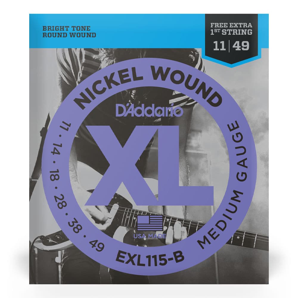 Encordoamento Guitarra D'Addario EXL115-B .011.49 + Mi Extra