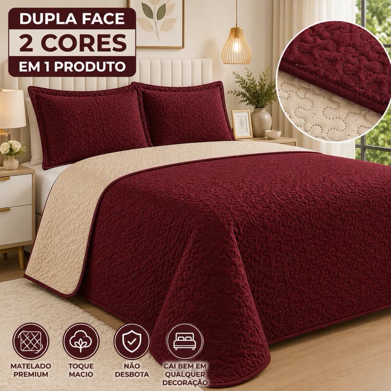 Jogo de Colcha Cobre Leito Casal Queen Aconchegante 2,60x2,40 – Toque Suave e Sofisticado