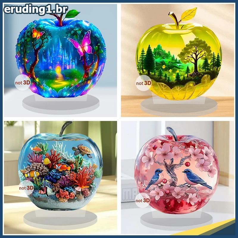 erudi 1 Peça De Decoração De Padrão De Paisagem Acrílica 2D Enfeites De Mesa De Cristal Ornamento De Prateleira Para Cas