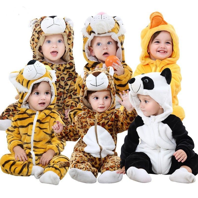 Macacão de flanela infantil/tigre/panda/design especial para bebês/estilo peça única