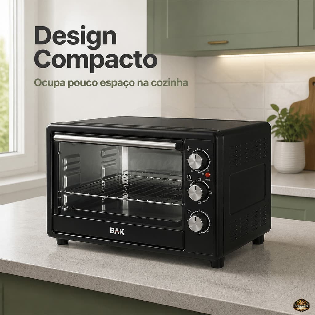 Forno Elétrico 21 Litros 1200W 220V Compacto Timer 60 Min Temperatura 230 Graus BAK