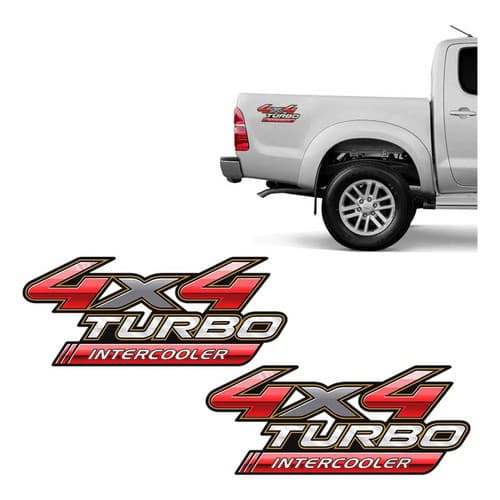 Par De Adesivos Para Hilux 2009 Á 2012 Emblema 4x4 Turbo