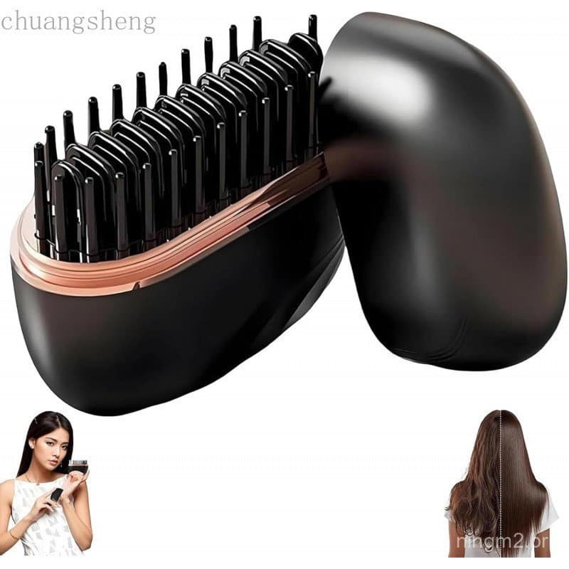 Yaslayp Glambrushs Mini Alisador de Cabelo, Escova Alisadora de Cabelo Portátil Sem Fio Recarregável, Controle de Temper