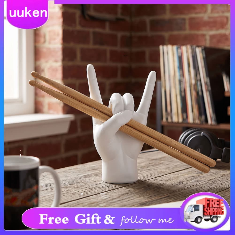 Uukendh Uukendh dedo tambor vara display resina baqueta titular para escritório sala de estar 19.5x12x8.5cm branco puro
