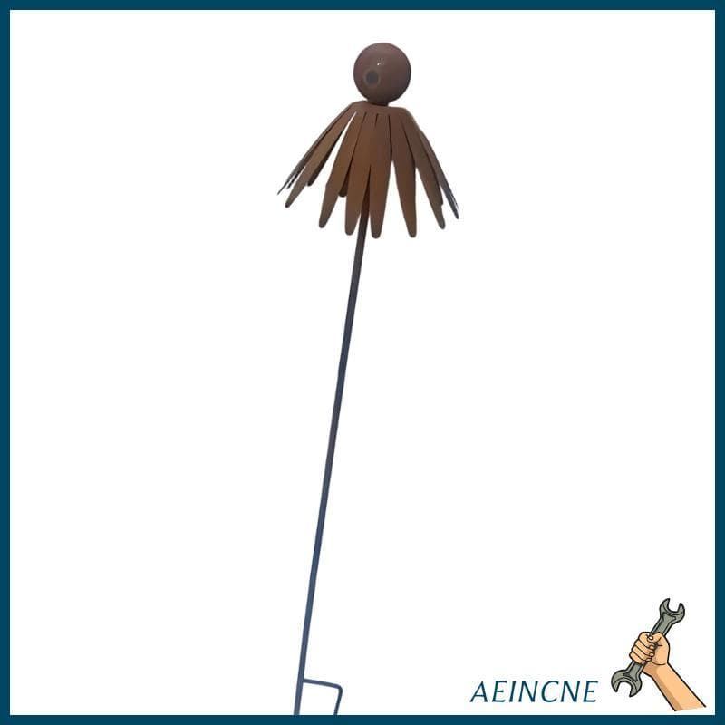 AEIN Estilos Enferrujados Metal Echinacea Ornamentos Jardim Durabilidade Escultura Planta Ferro Para