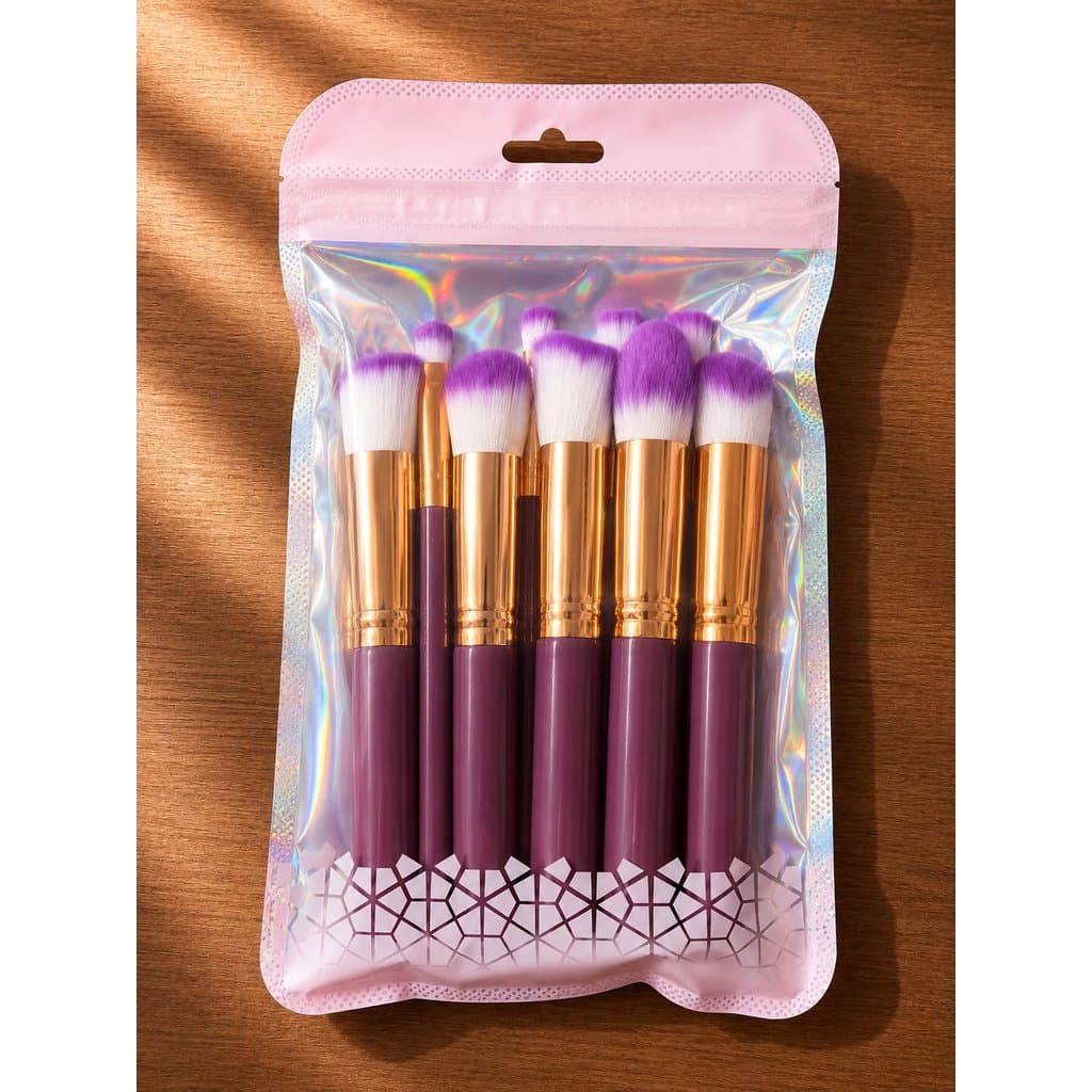 Kit 10 Pincéis De Maquiagem Cerdas Macias Profissional Sortido