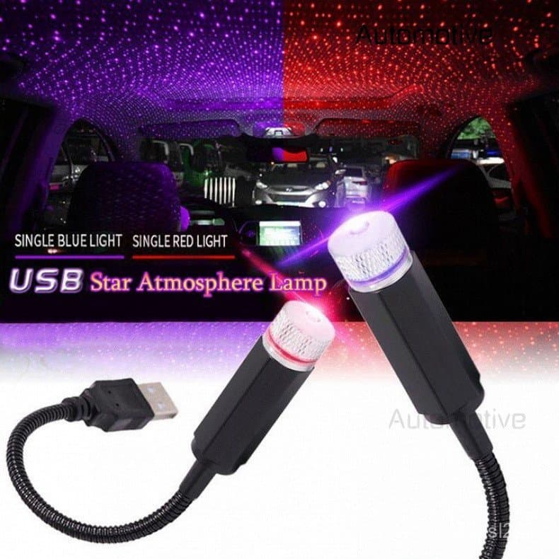 Mini Projetor de Luzes LED para Teto de Carro, Luzes Noturnas USB, Lâmpada de Decoração de Ambiente Interno LTHR