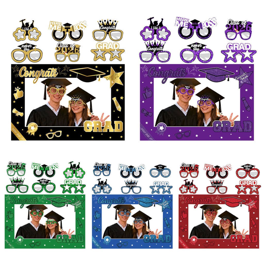 Temporada de formatura tema estudante foto adereços moldura de olho descartável decoração de festa suprimentos de Layout