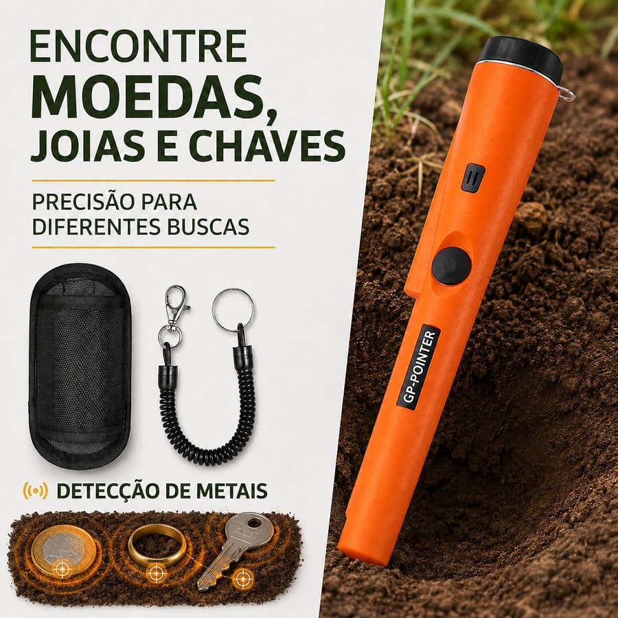 Detector de Metais Portátil Profissional à Prova d'Água com Pinpoint para Ouro e Prata