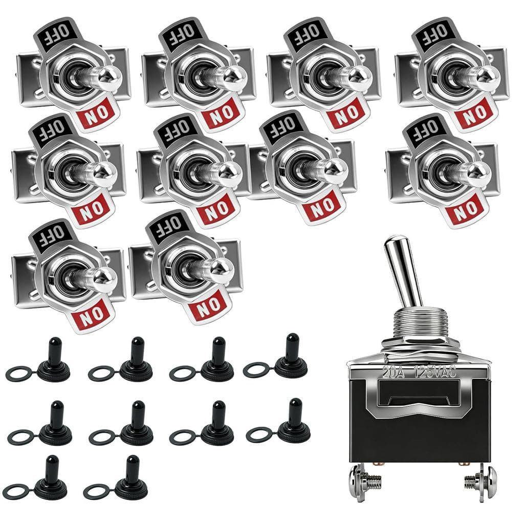 Pacote com 10 Interruptores de Alavanca Metálicos SPDT 15A 250VAC / 20A 125VAC, Interruptor de Braço Oscilante, Interrup