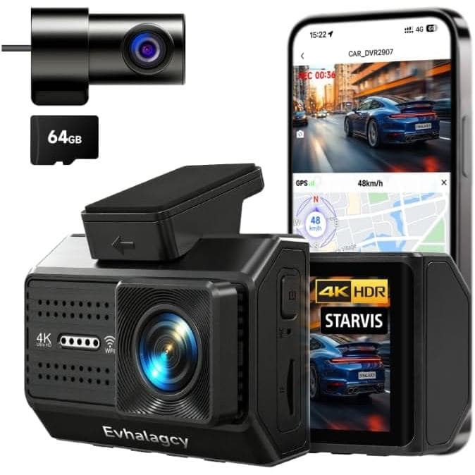 Câmera Veicular 4K+1080P Frontal e Traseira, Osmo Dashcam pro com Visão Noturna STARVIS, Câmera Veicular Multi-Ventilaçã