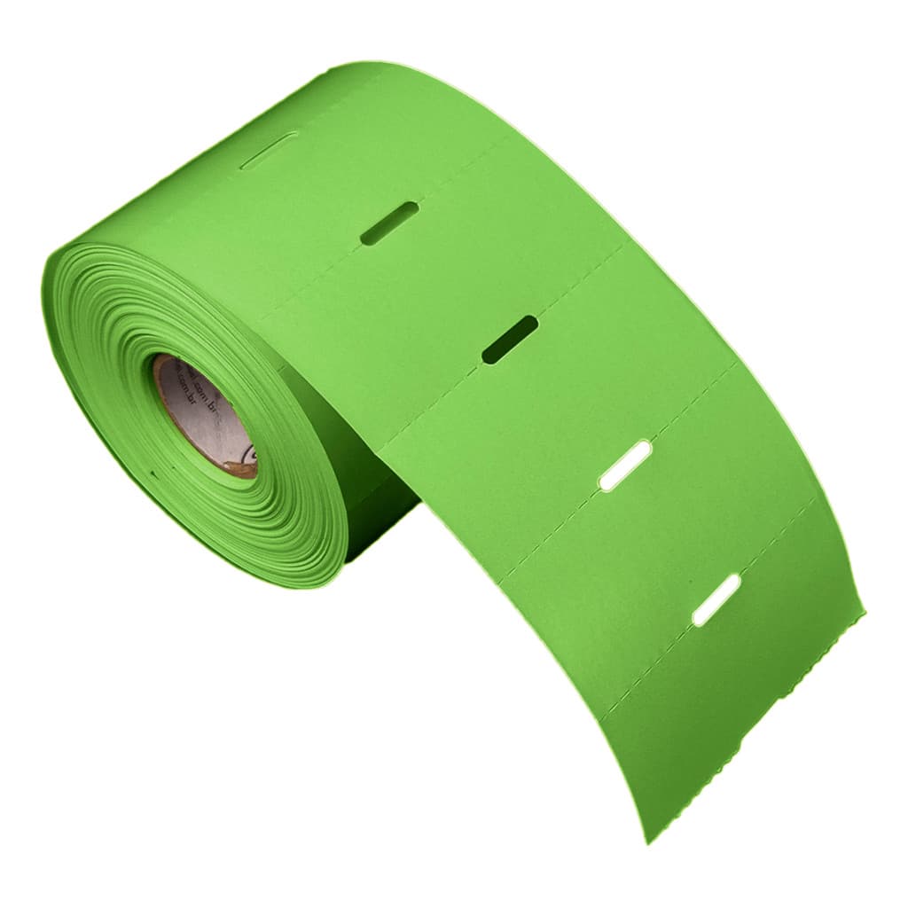 Kit 30 Tag Gôndola 105x30x30m Verde Fluorescente Com Fenda Central Para Impressora