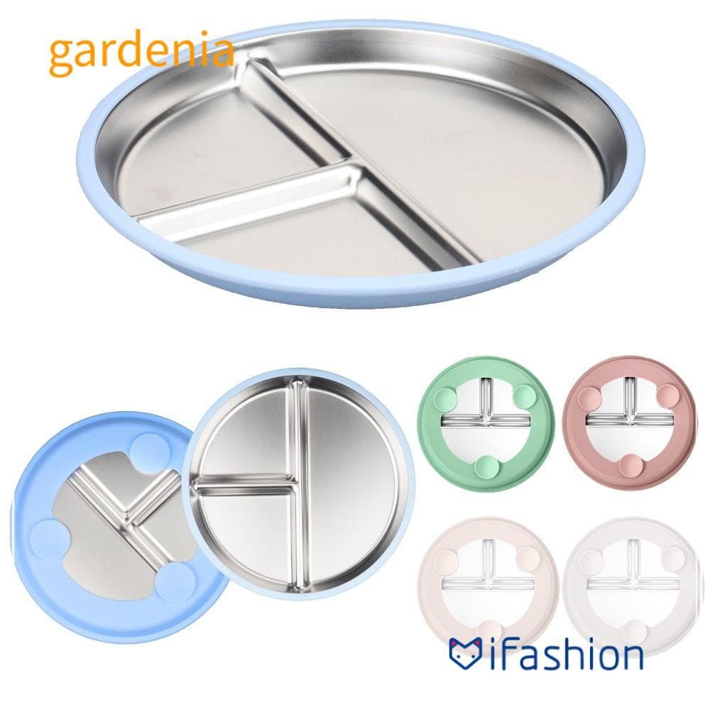 Pratos Divididos Para Bebês GARDENIA , Mangas De Silicone , Prato Infantil Antiderrapante Com Sucção , Aço Inoxidável