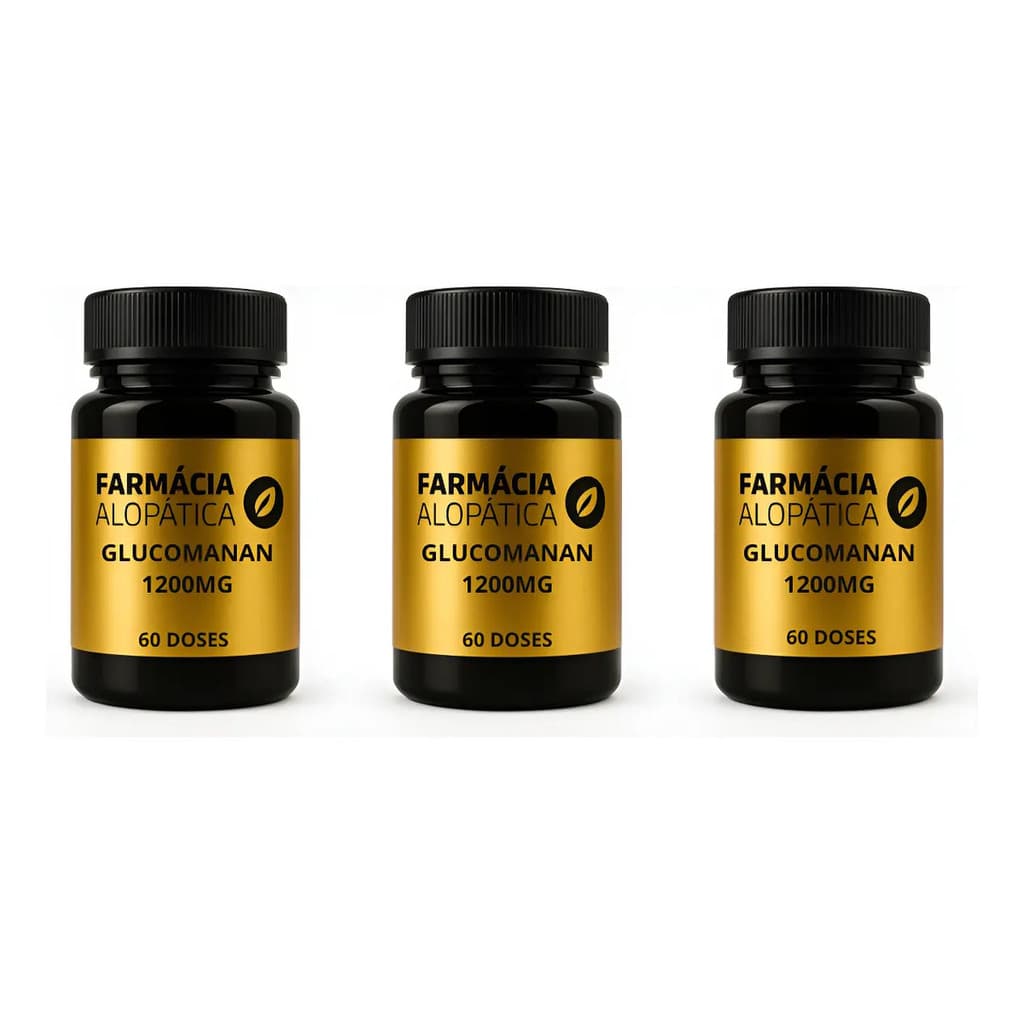Kit 3 Glucomannan 1200mg 120 Cápsulas Fibras Naturais