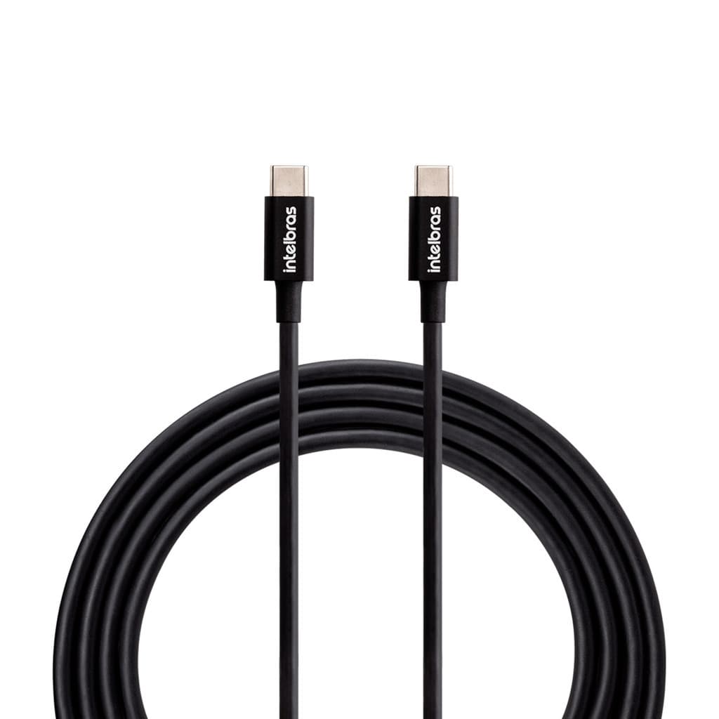 Cabo USB-C para USB-C 1,2m Intelbras EUCC 12PB Preto - 3A 15W