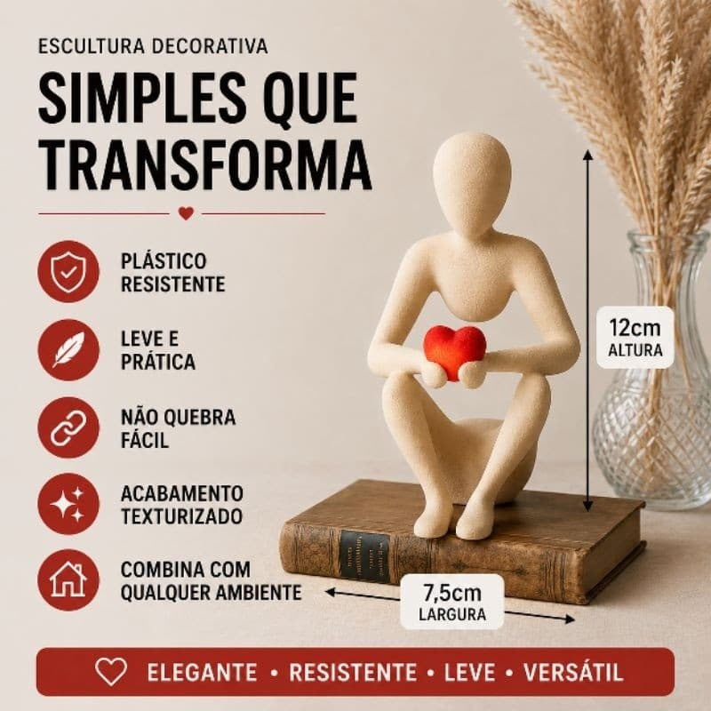 Estatua coração Love dia dos namorados amor decoração de sala escritório elegante moderno contemporânea