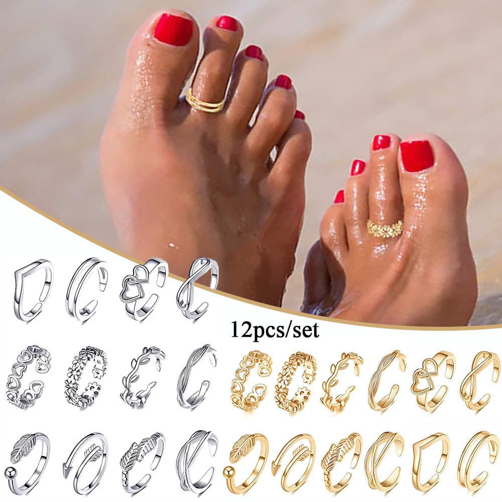Conjunto De 12 Anéis Elegantes , Nobres E Simples Em Ouro Ou Prata , Adequados Para Dar Presentes