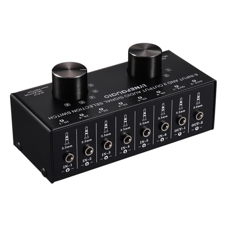 Direto Da Fábrica B027 6 Entradas 2 Saídas Ou 2 6 Comutação De Seleção De Fonte De Sinal De Áudio interface De 3.5 Mm