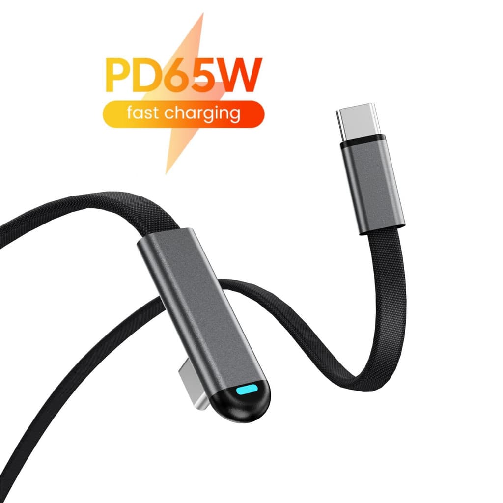 Cabo Plano Ultrafino De 65 W C Para Conector De Ângulo Reto Jogos Móveis Com Luz Adequado Huawei De Dados De Telefone De