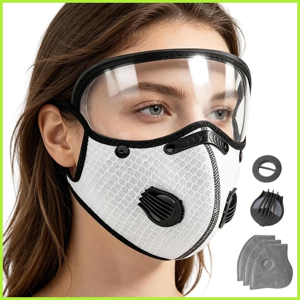 Máscara De Construção Para Proteção Facial Contra Poeira Com Óculos Ajustáveis Filtro De Carbono Cortar beqaxbr