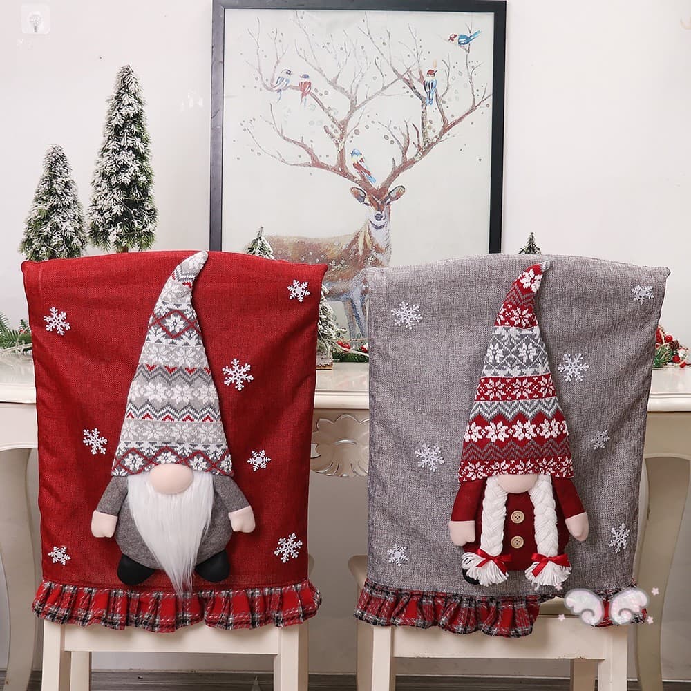 Capas Para Cadeiras De Gnomo De Natal-Protetores De Banco De Boneca 3D Decoração De 2025