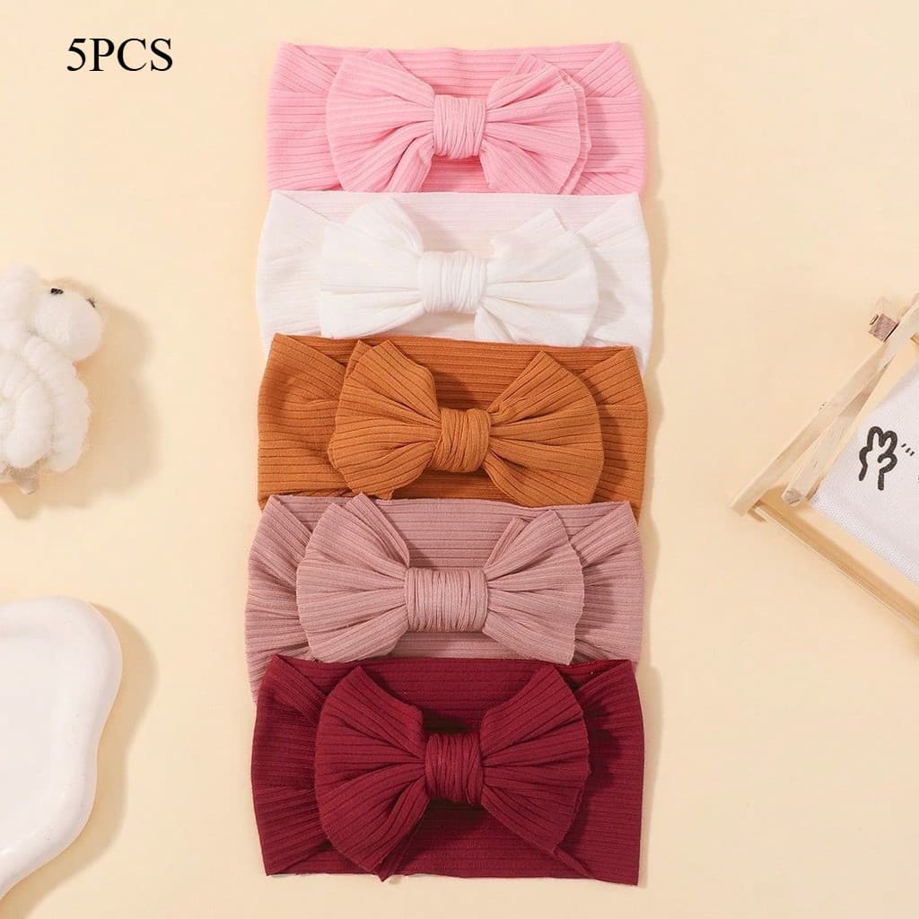 5 Pçs/set Bonito Arcos Bebê Meninas Headbands Elástico Macio Náilon Recém-Nascido Cabeça Envoltório Gravata Turbante Inf