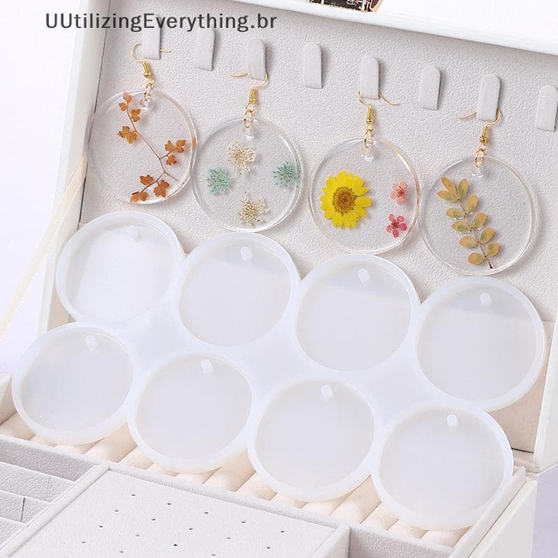 UUTIL 8/12pcs Moldes De Resina De Silicone Para Brincos Epóxi DIY , Fabricação De Joias De Chaveiro