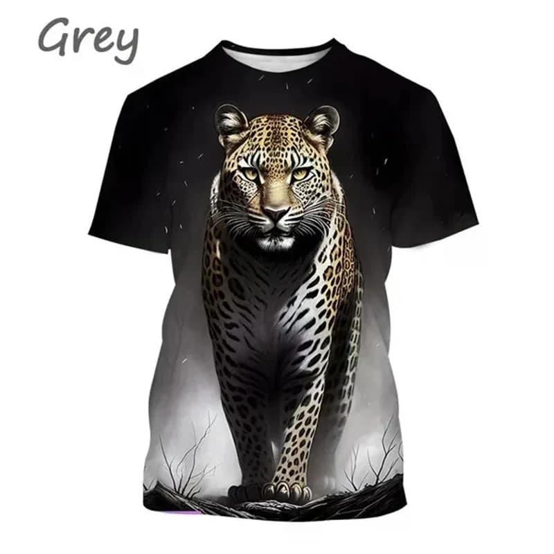 Moda Verão Nova Camiseta Impressa Masculina Com Padrão De Tigre Animal Plus Size Confortável Casual Em Torno Do Pescoço