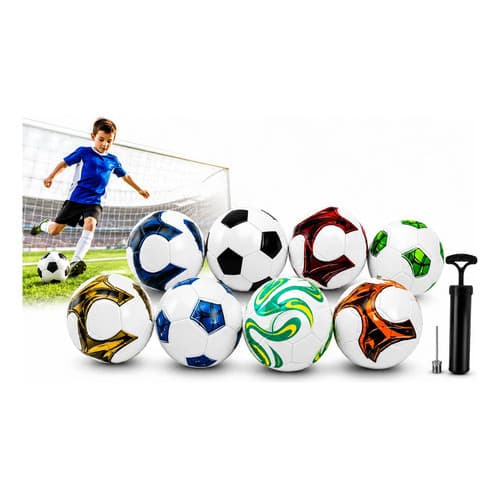 Kit 8 Bolas De Futebol Infantil Criança Bomba De Ar Brinde Cores Sortidas