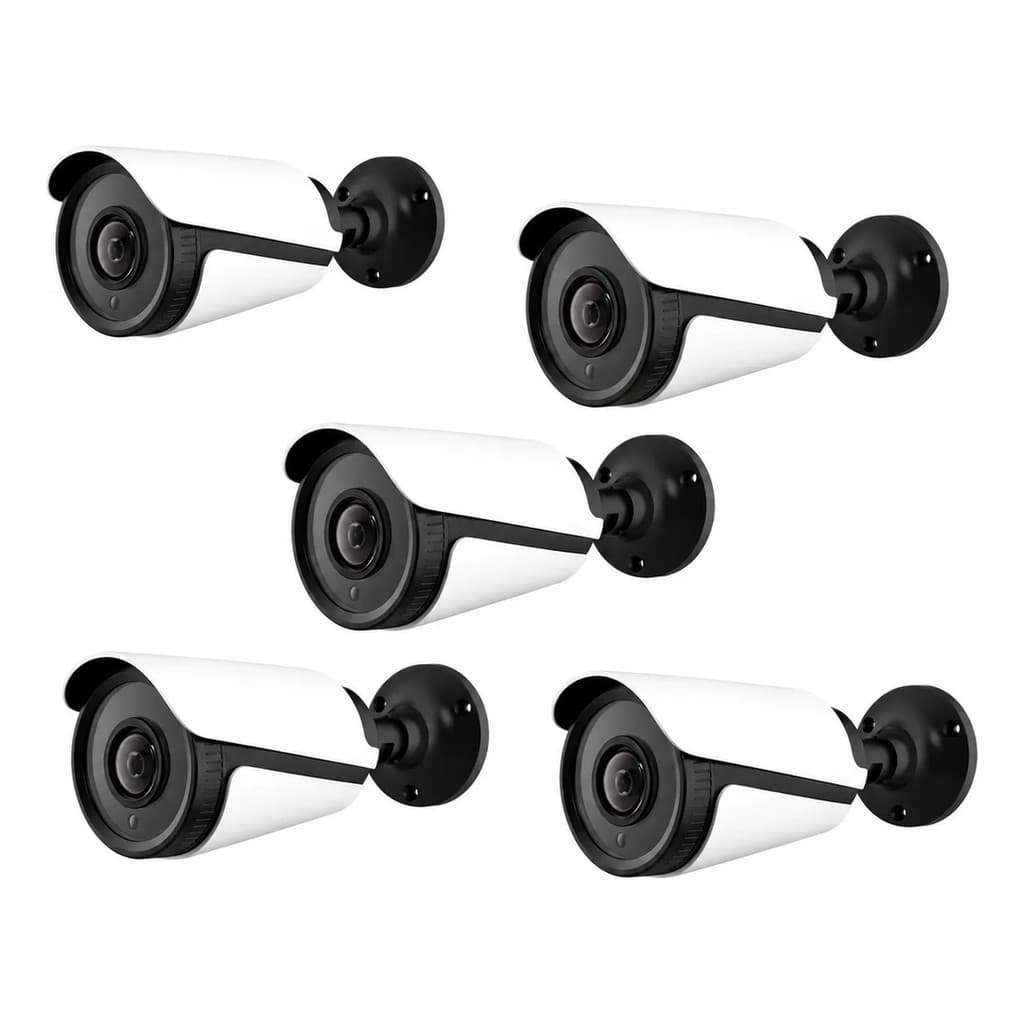 Kit 5 Câmera Segurança Híbrida 5mp Bullet Ir Ip66 3.6mm