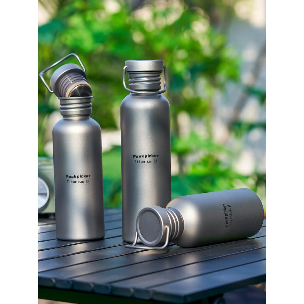 Peak Conqueror Outdoor Pure Titanium Sports Water Bottle Camping Ciclismo Garrafa de água Viagem Metal Ferramenta de águ
