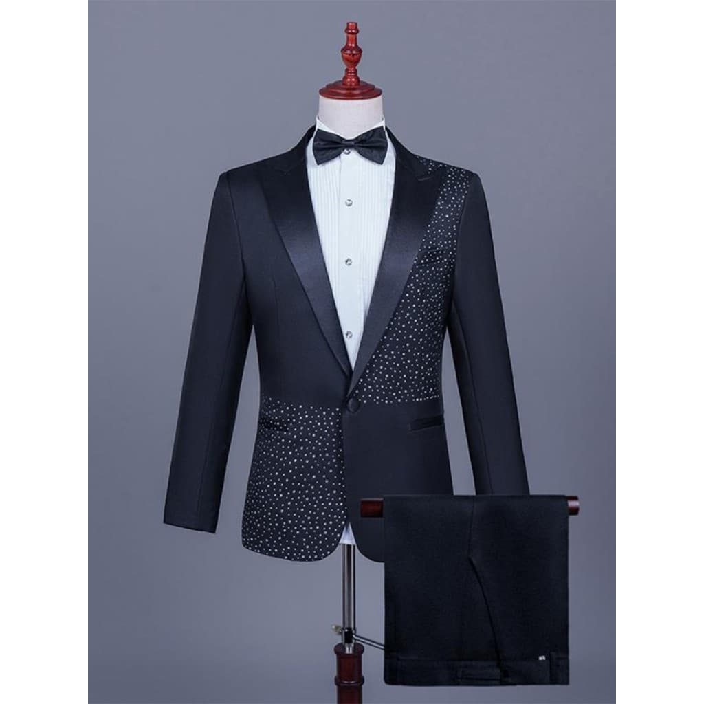 Traje de desempenho de exame de arte masculino terno coro lantejoulas casamento anfitrião traje vestido terno de palco