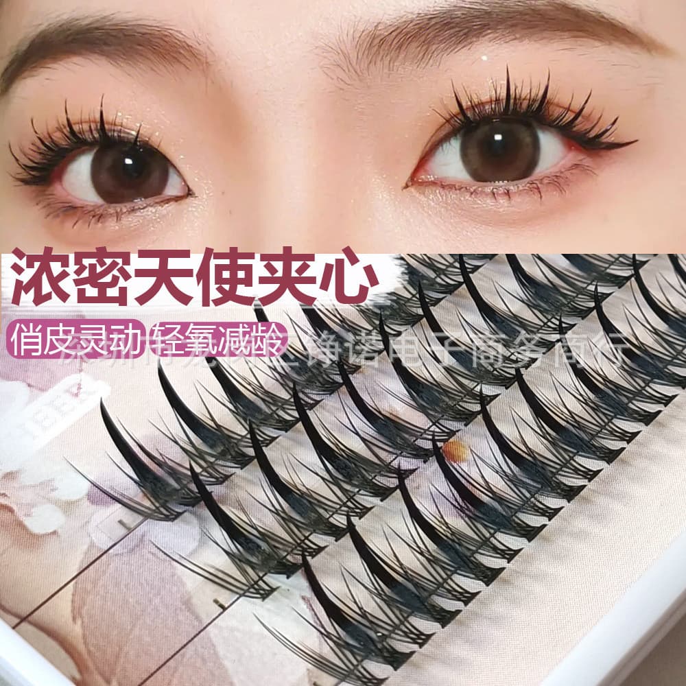 Polvo cílios postiços enxertados flor grossa fada tridimensional sanduíche estilo Natural plantio Curling único Cluster
