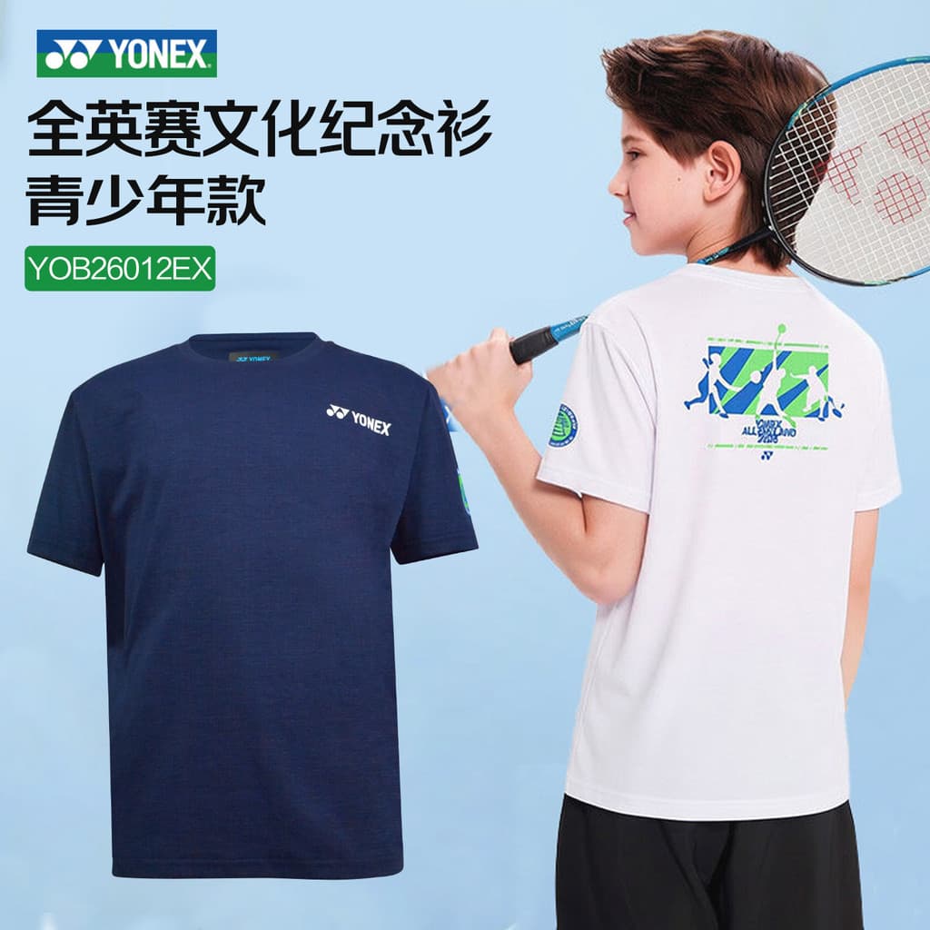Novo estilo yonex yonex juventude Badminton camiseta toda a cultura inglesa camisa de secagem rápida de manga curta meni