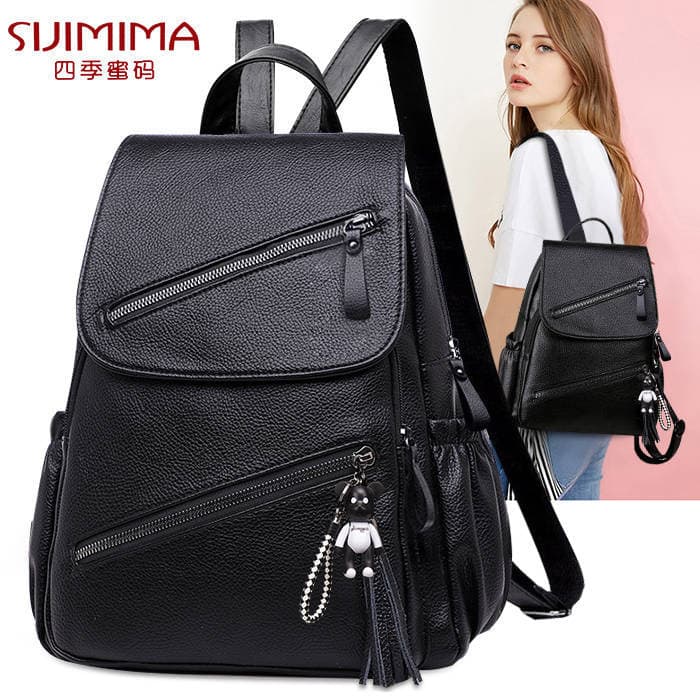 Mochila feminina 2026 novo estilo versão coreana saco de grande capacidade moda All-Match couro macio senhoras mochila n