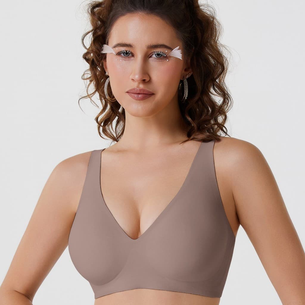 Sutiã sem costura com decote em V profundo, sem aro, roupa íntima para uso diário, tamanho exclusivo para pedidos intern