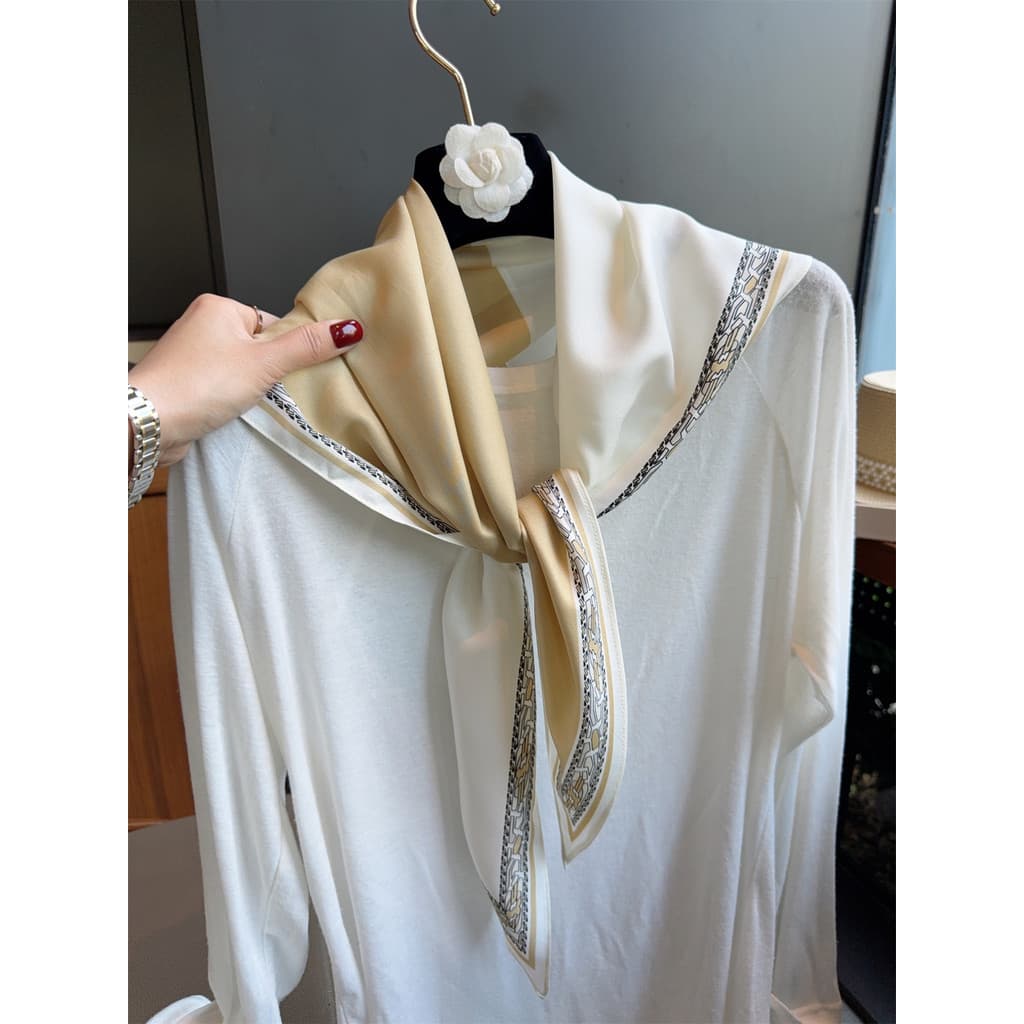 Elegante estilo elegante lenço de seda feminino primavera outono combinando camisa triângulo cachecol xale High-End sent