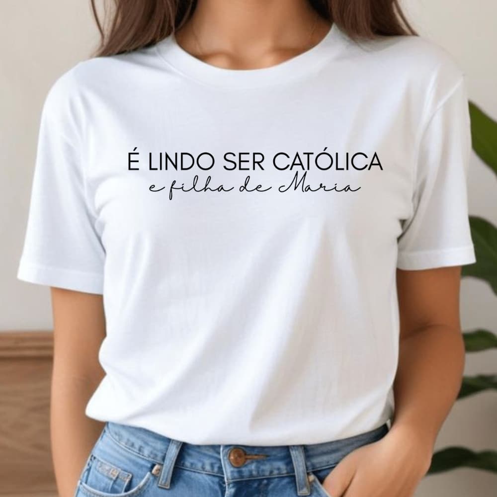 Camiseta Camisa T Shirt Filha de Maria Católica Cristã- Nossa Senhora 100% Algodão ENVIO RAPIDO