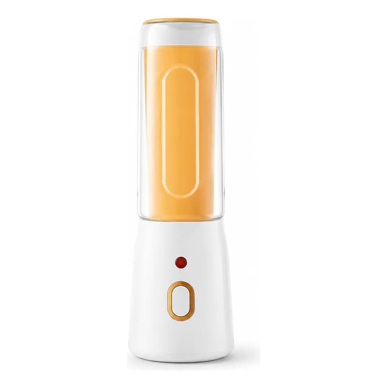 Mini Liquidificador Elétrico Portátil Para Sucos Naturais Branco E Laranja