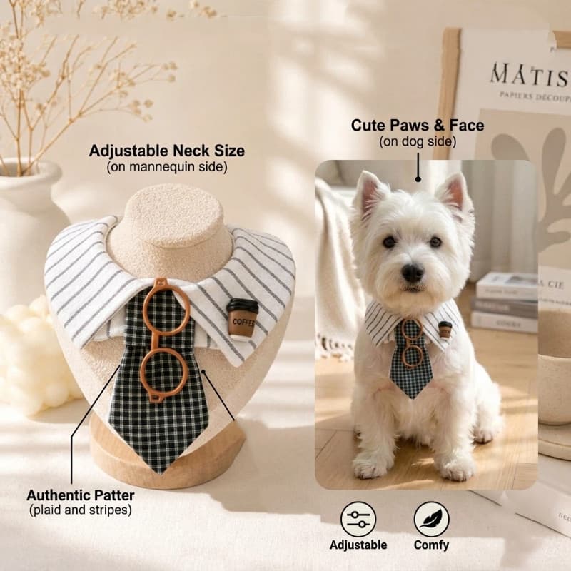 Bonito Pet Academia Colar Gravata Babador Foto Adereços Café Gerente Estilo Bandana Para Gato Cão