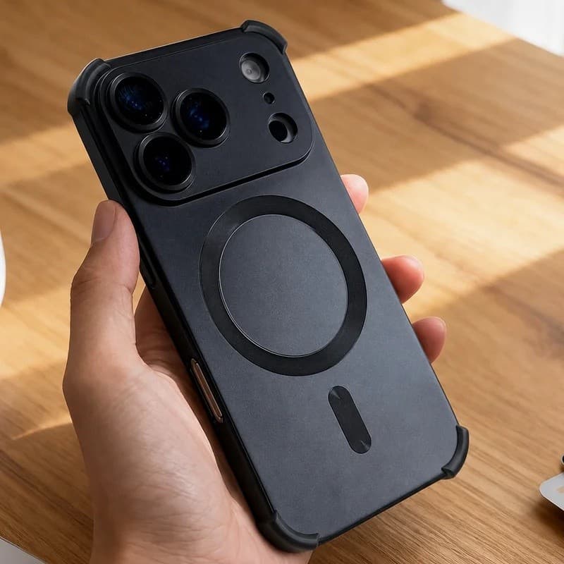 Luxo Quatro Cantos Anti-Queda Caso De Telefone Magnético Para IPhone 18 17 16 15 Pro Max Metálico Câmera Proteção Capa M